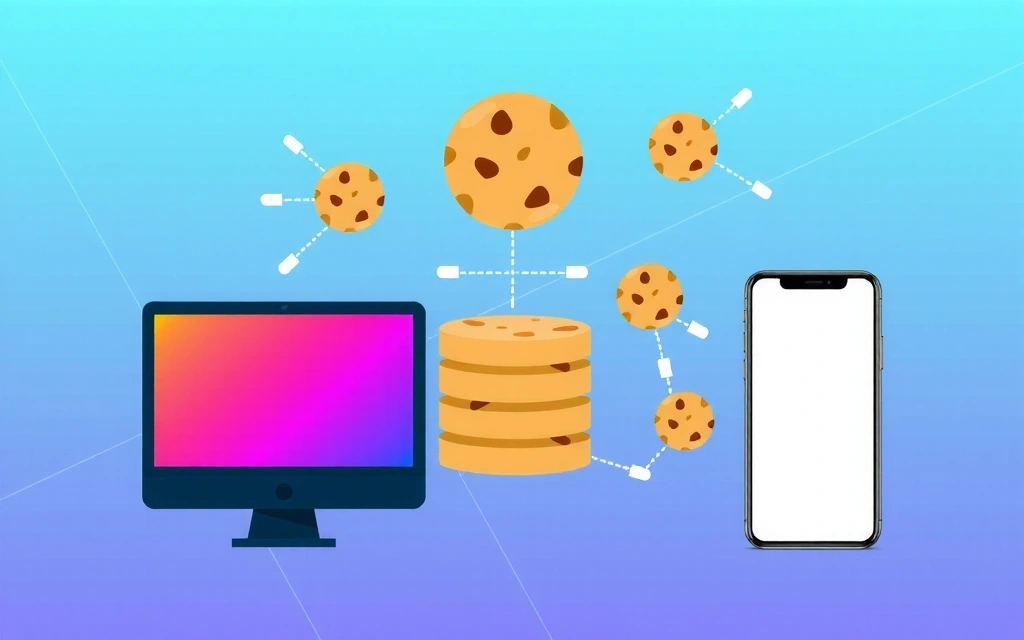 Illustration of various cookies on a digital device screen