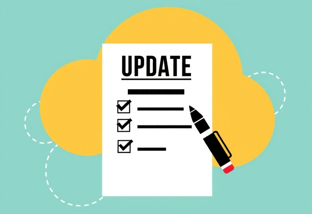 Illustration of a document being updated with a pen