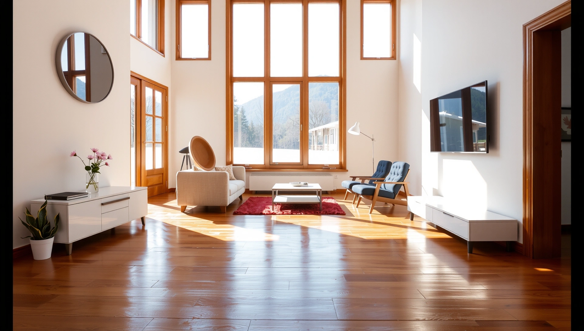 Sparkling clean modern interior with natural light