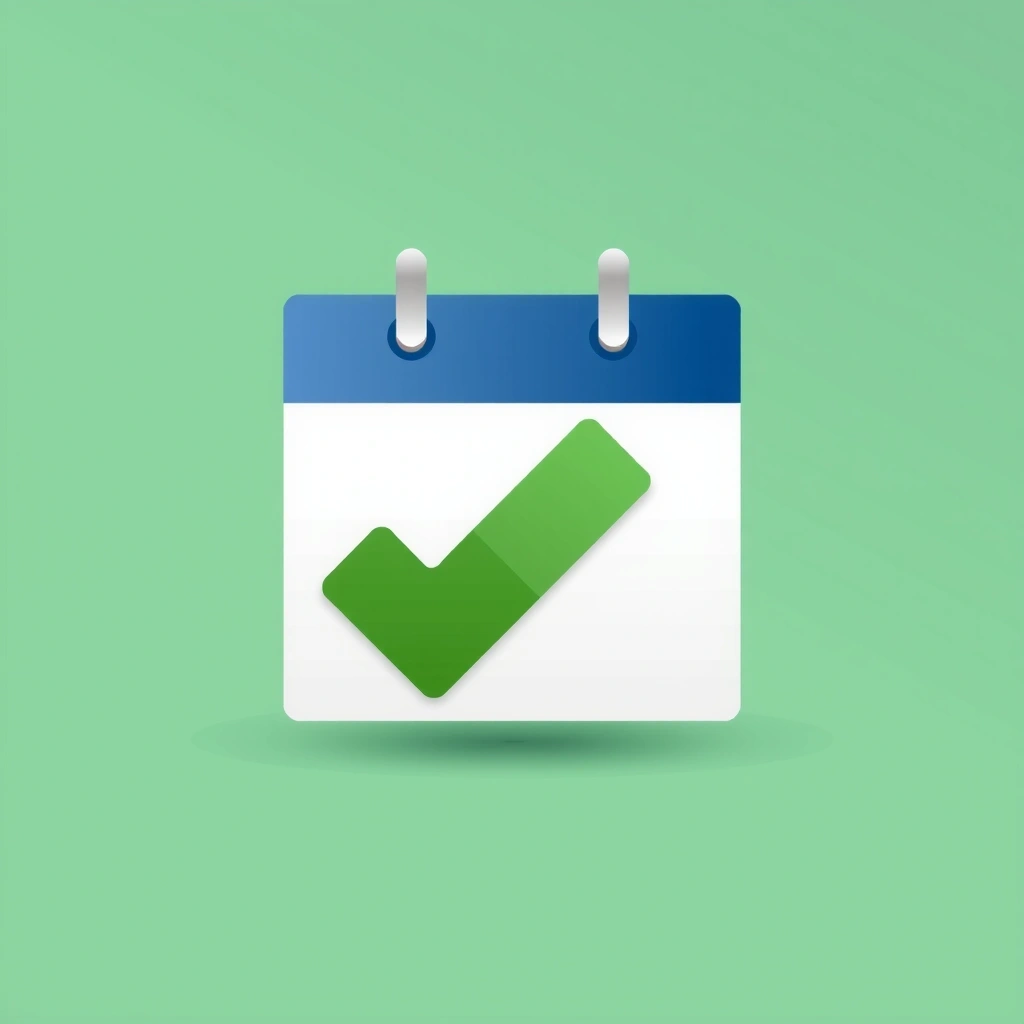 Calendar with a checkmark, symbolizing flexible scheduling