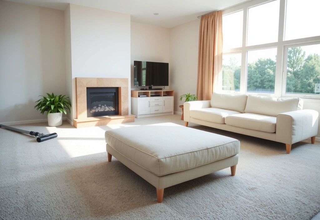 Sparkling clean living room after residential cleaning